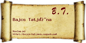 Bajcs Tatjána névjegykártya